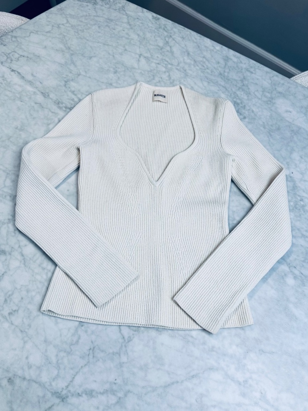 Khaite Ivory ribbed top, size М - Picture 1 of 7